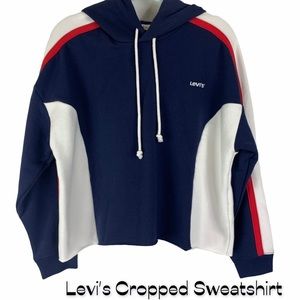 Levi’s Women’s Cropped Hoodie Red White Blue NWT
